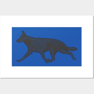 Halloween Design - Dog Skeleton Blue Posters and Art